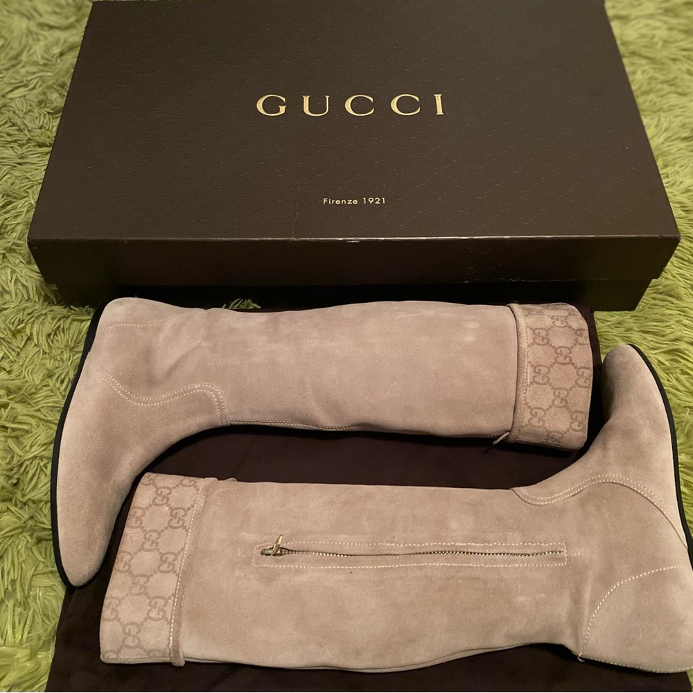 Gucci Cream Over the Knee Boots